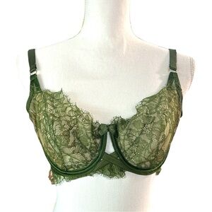 Victoria’s Secret Very Sexy Unlined Demi eyelash lace bra green 36DD